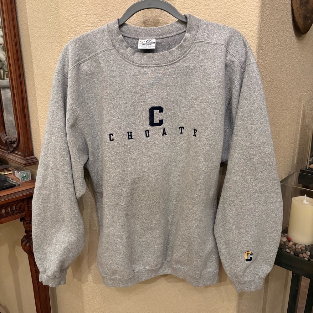 Vintage The Cotton Exchange CHOATE Gray Embroidery Sweatshirt Size Medium-Unisex